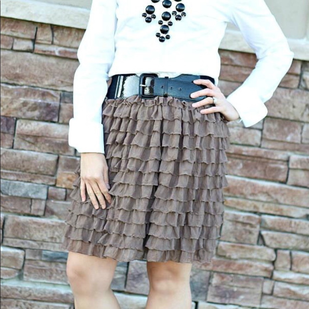 Ruffled Mocha Colored Skirt